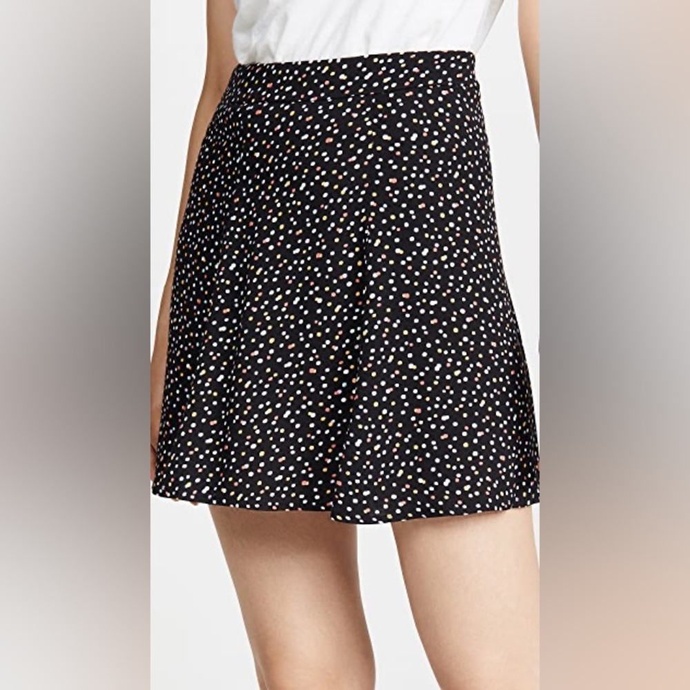 Reformation polka-dot flounce mini skirt